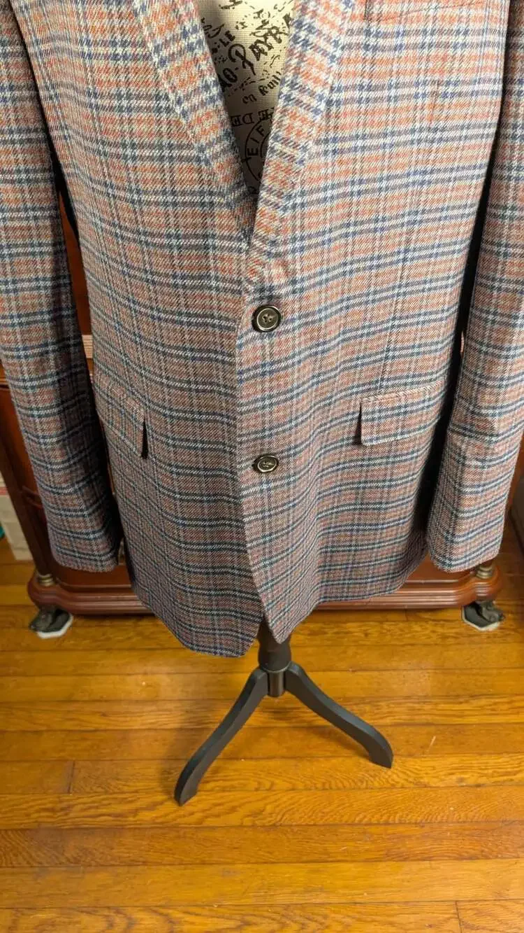 Austin Reed Mens Blazer Sport Coat Single-Breasted 2 Button Wool Blend Plaid 44R